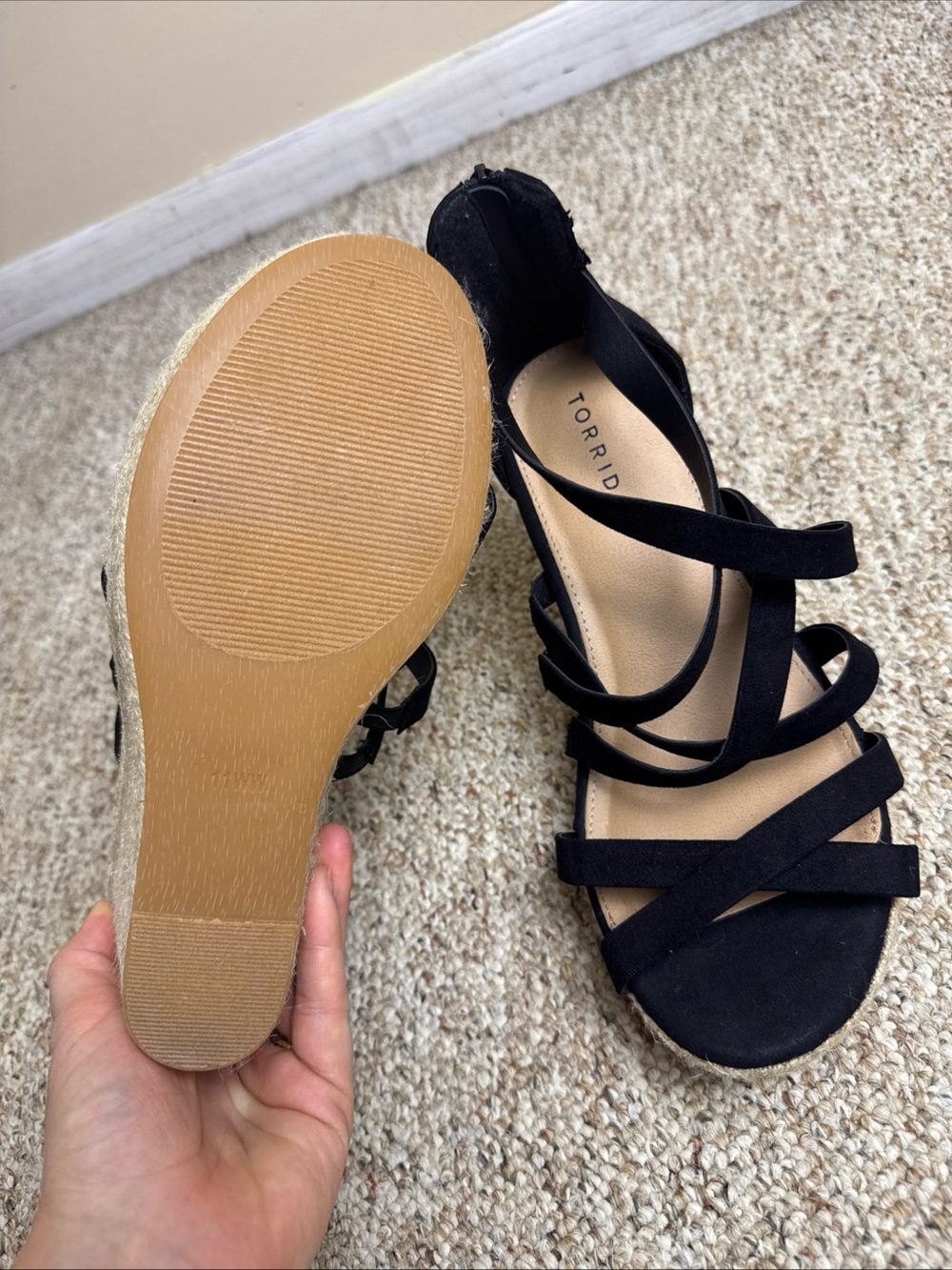 torrid Black Strappy Espadrille Wedge Sandals - Picture 5 of 8